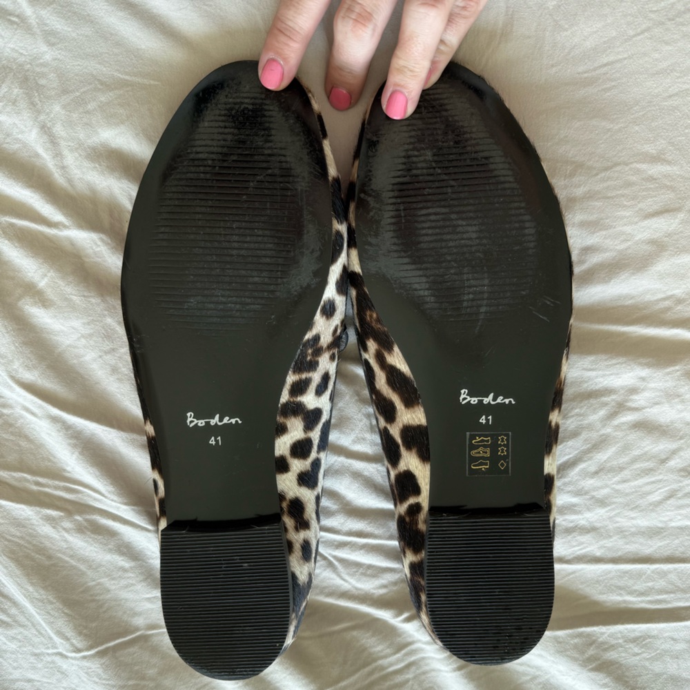 Boden Loafers Calf Hair Leopard Print Size 9.5 (41) brown and black - Picture 4 of 4
